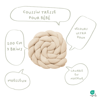 Coussin tresse Almond Milk - Tresse bébé 200 cm