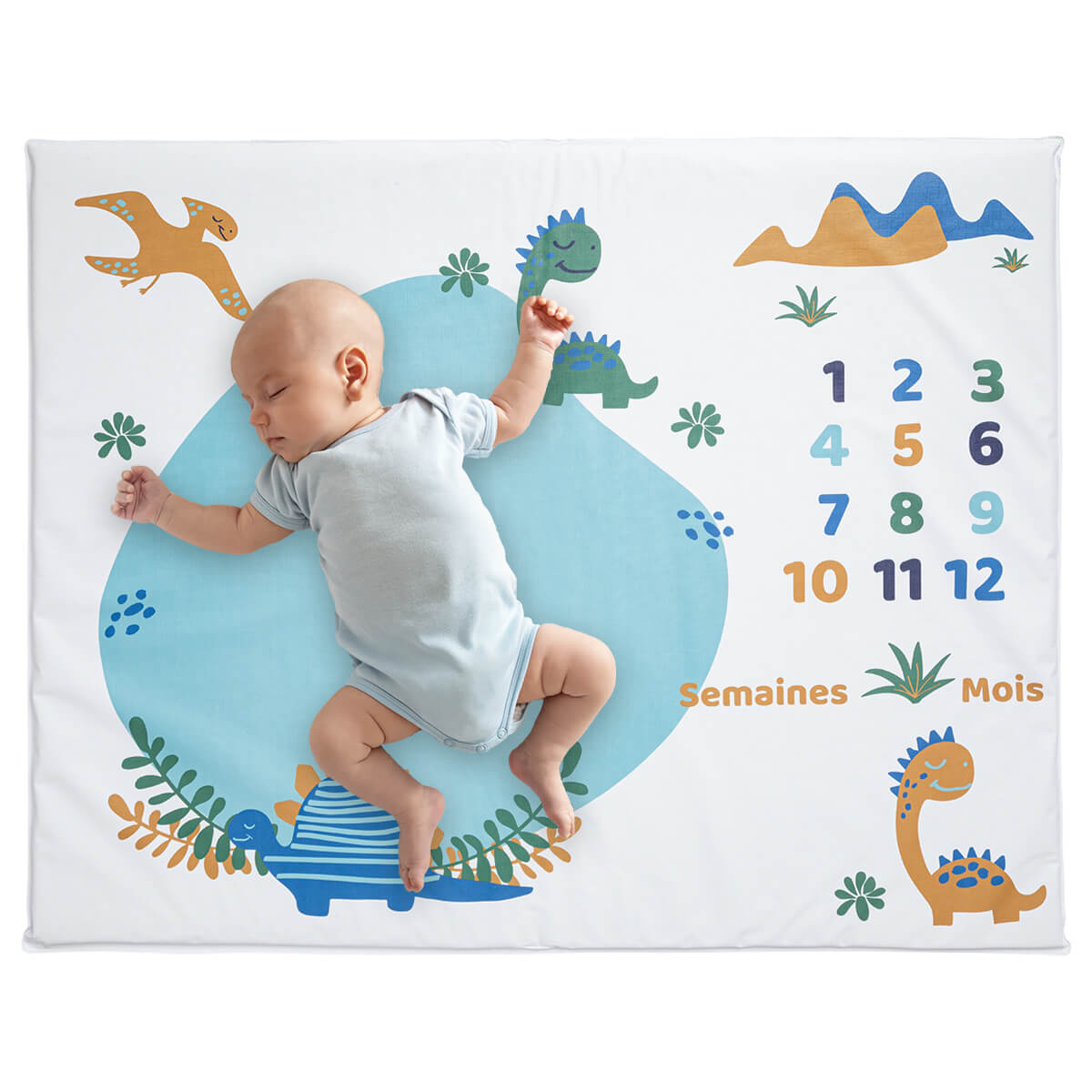 Tapis de jeu en PVC 72x92 cm avec étapes bébé - Funny Dino