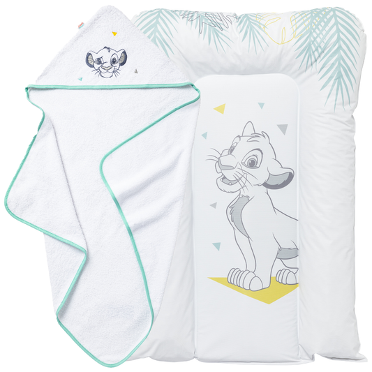 BB Kit hygiène matelas à langer Flocons + cape de bain éponge Roi Lion