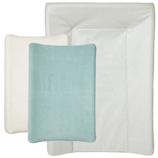 BB Kit hygiène matelas à langer + housses - Vert d'eau / Ecru