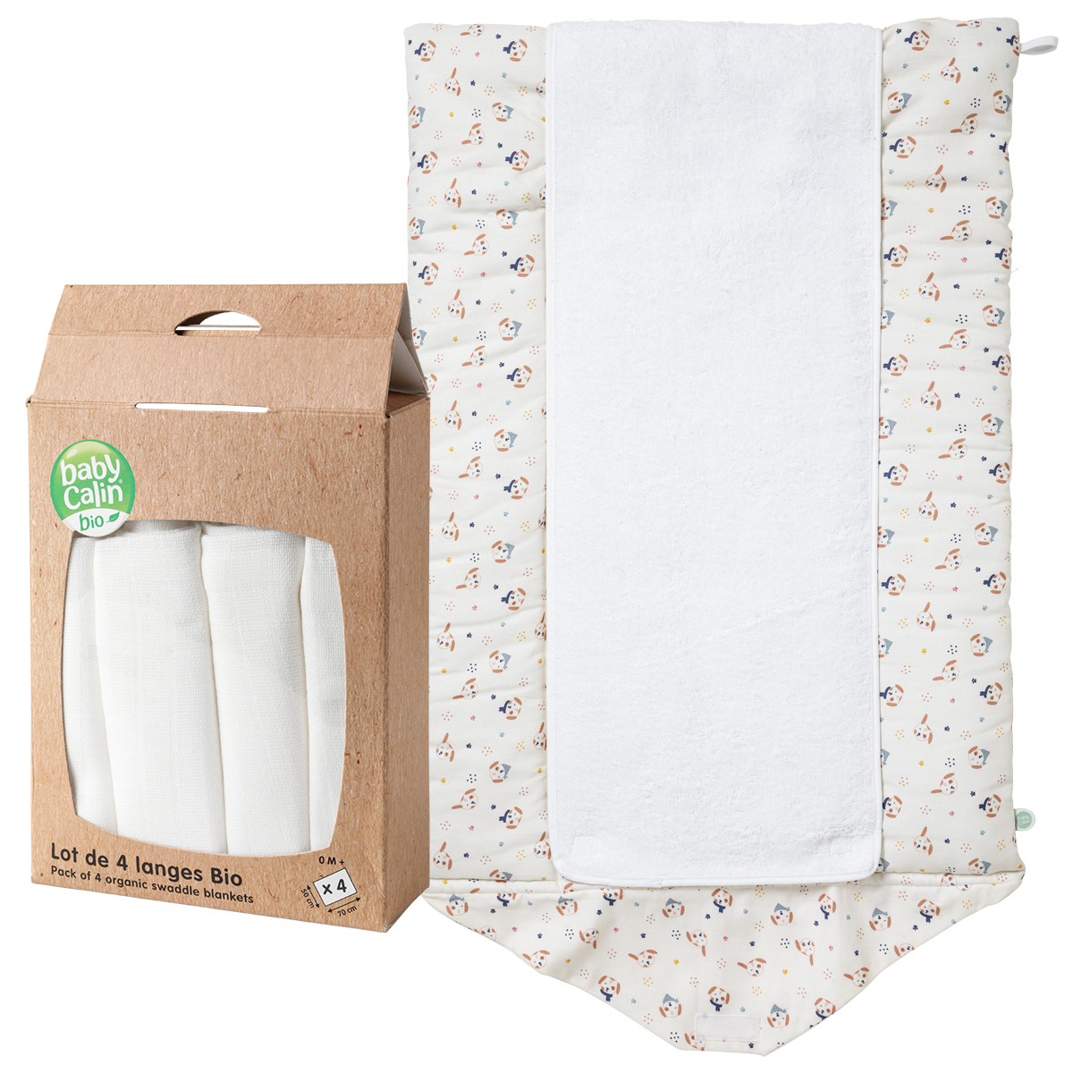 BB Kit Voyage Toutou tapis à langer + 4 langes Bio