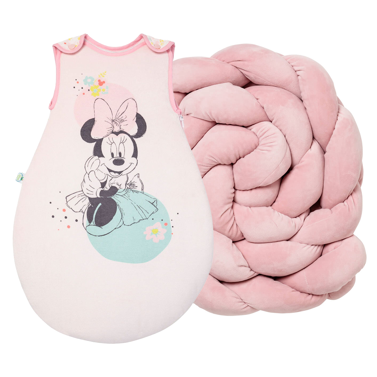 BB Kit confort Gigoteuse naissance Minnie Floral + Tresse bébé Rose