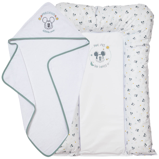 BB Kit Hygiène matelas à langer Flocons + cape de bain Mickey Good Morning