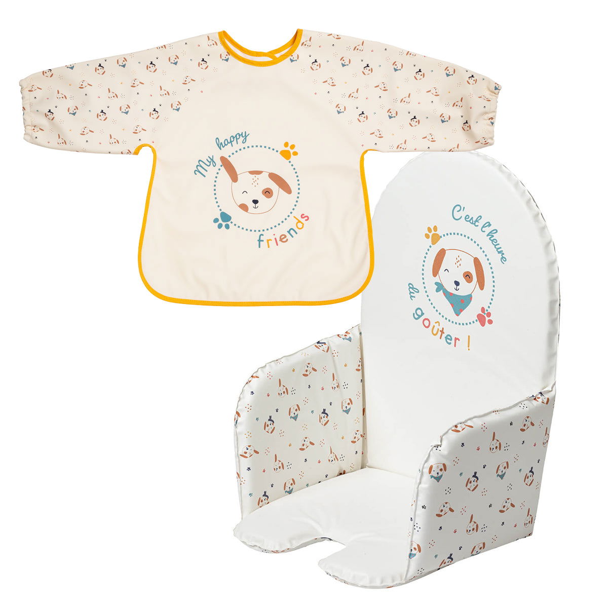 BB Kit repas - Tablier et Coussin de chaise haute Toutou - 12 mois - BB Malin