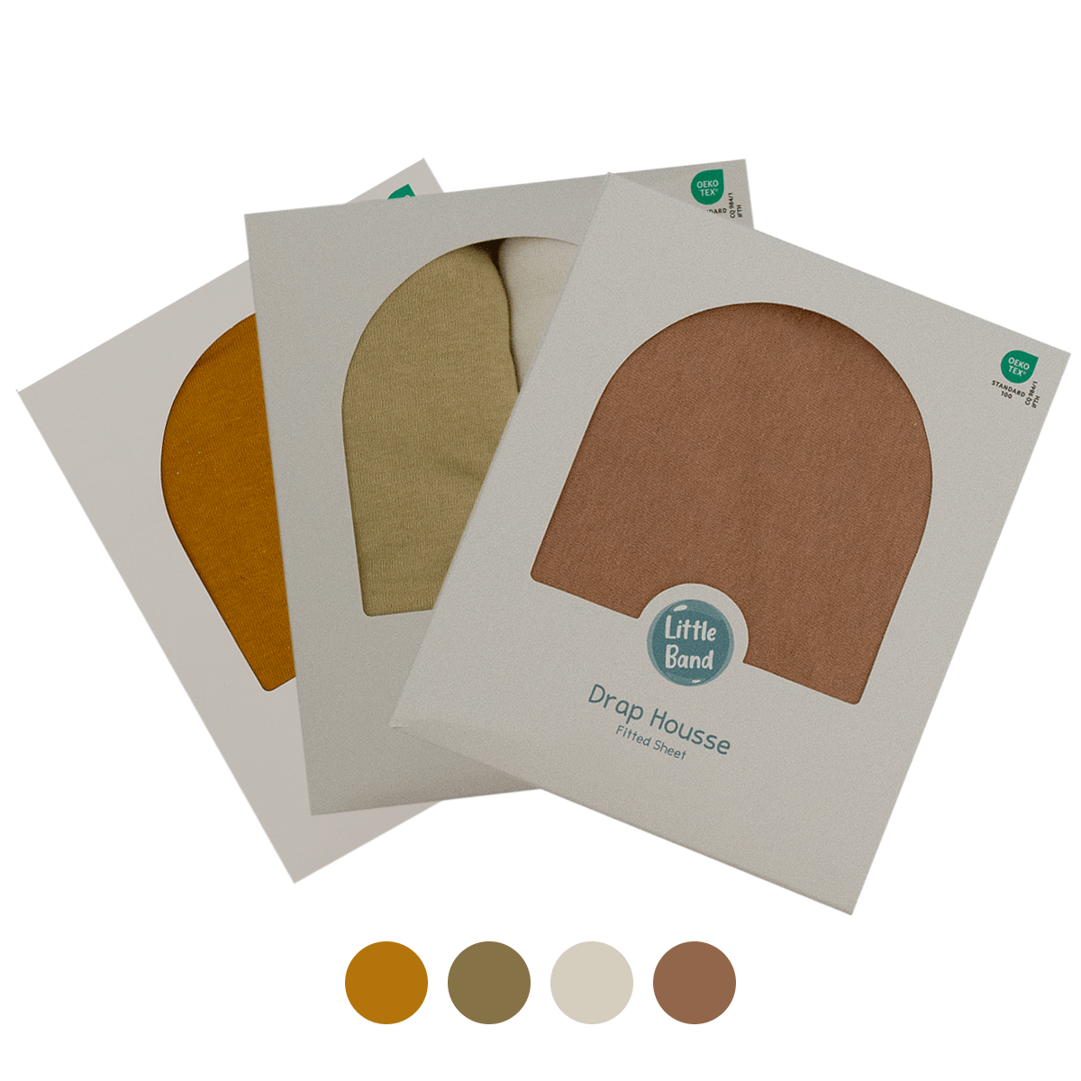 BB Kit sommeil 4 draps-housse bébé 60x120 cm Coton - Tons Beige / Marron
