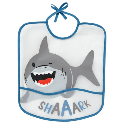 Bavoir 6 mois imperméable à poche 28x32 cm - Requin - Babycalin