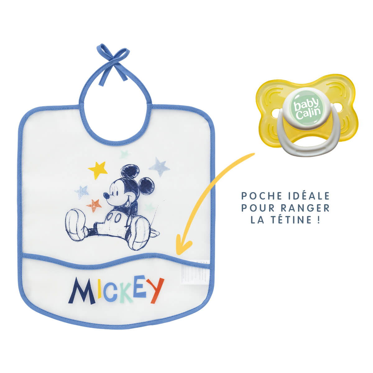 Bavoir 6 mois imperméable avec poche 28x32 cm - Mickey Cool - 
