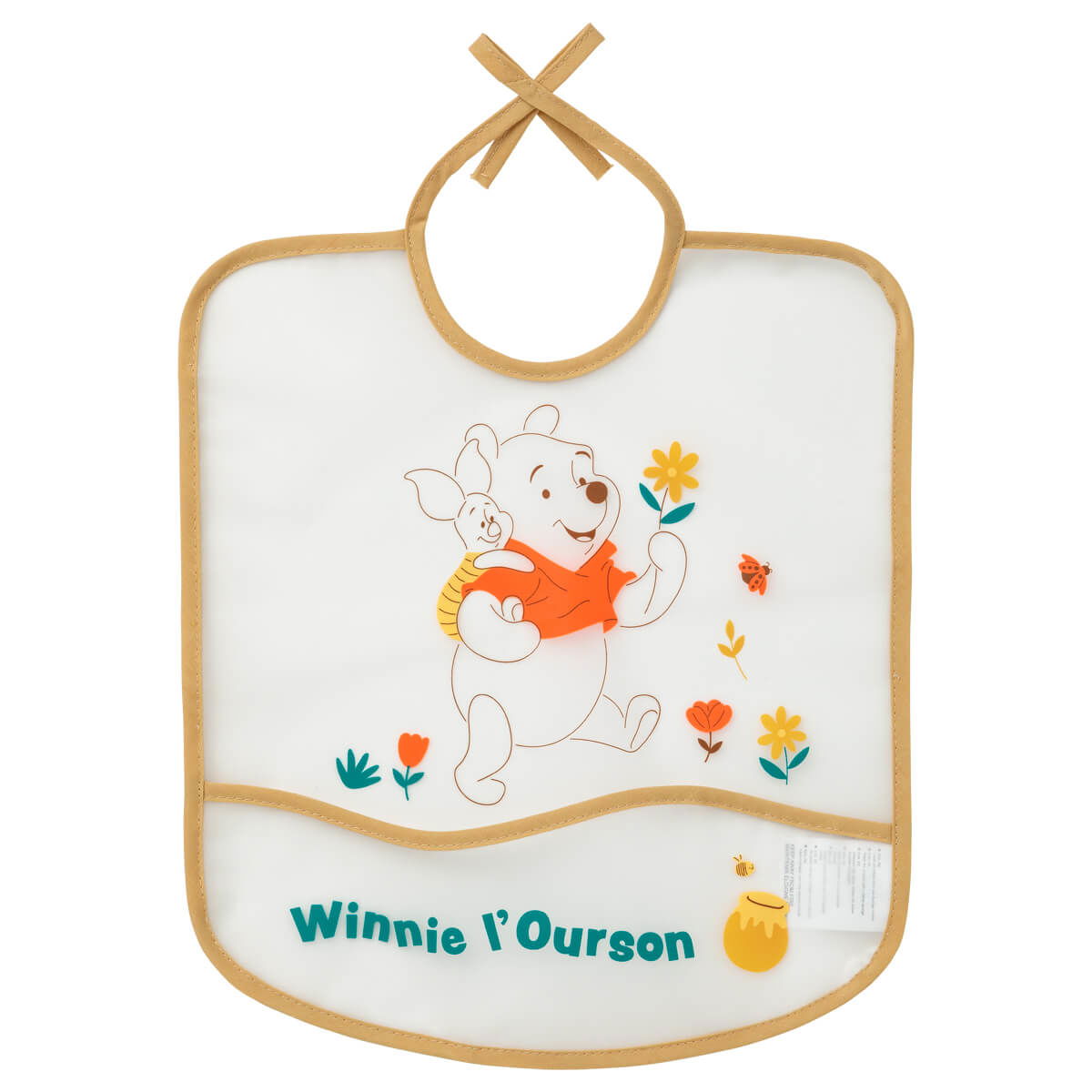 Bavoir 6 mois imperméable avec poche 28x32 cm - Winnie Retro - Disney Baby