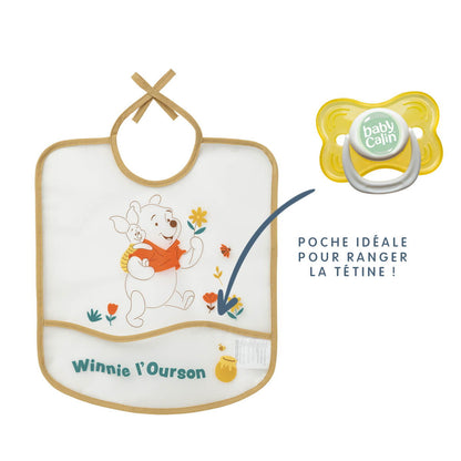 Bavoir 6 mois imperméable avec poche 28x32 cm - Winnie Retro - 