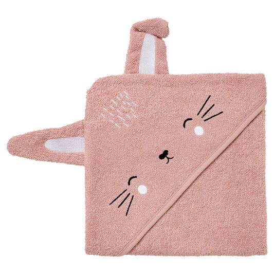 Cape de bain 70x70 cm ludique - Lapin rose - BB Malin