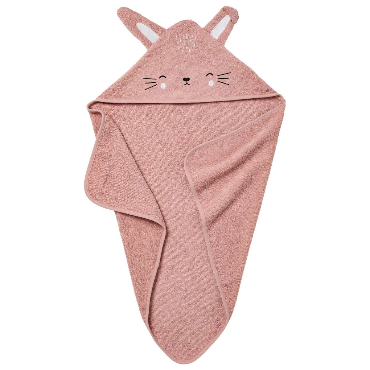 Cape de bain 70x70 cm ludique - Lapin rose - BB Malin