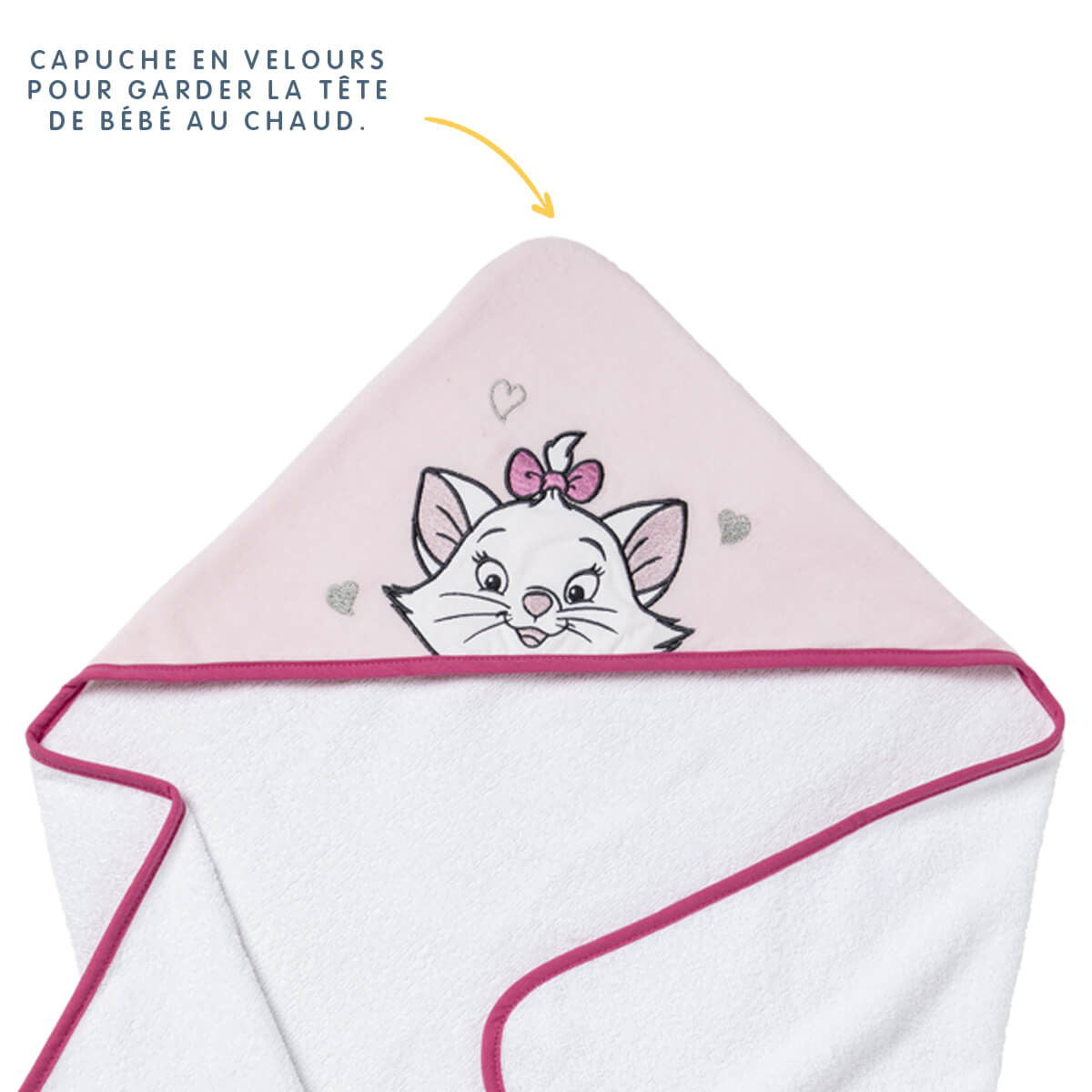 Cape de bain 80x80 cm velours - Marie Jolie - Disney Baby