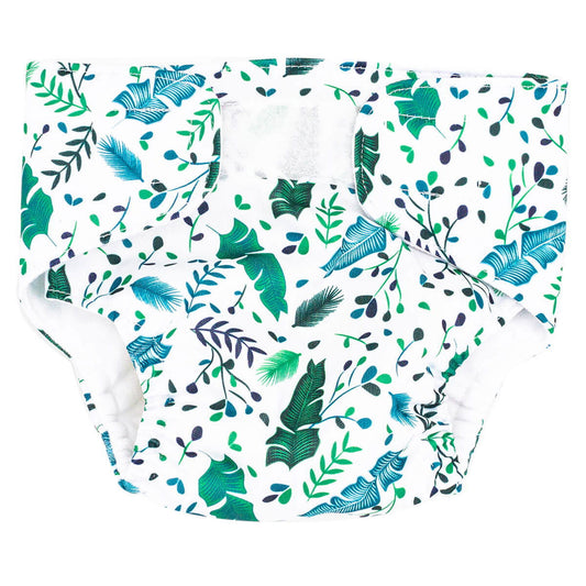 Couche lavable 0-4 mois - Feuilles fond blanc - BB Malin