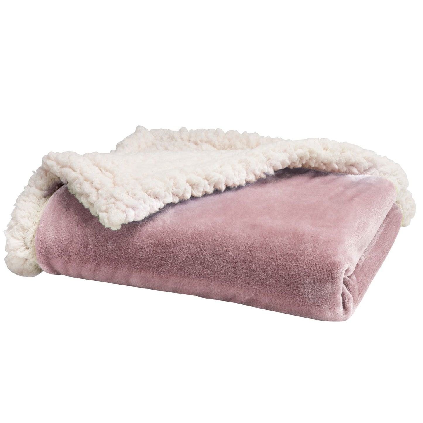 Couverture moelleuse bi-matière Rose - Babycalin