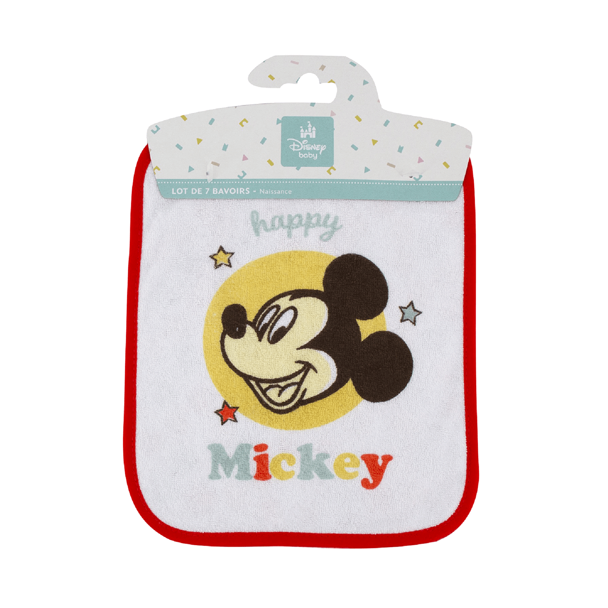 7 Bavoirs bébé Naissance 20x25 cm en éponge Happy Mickey