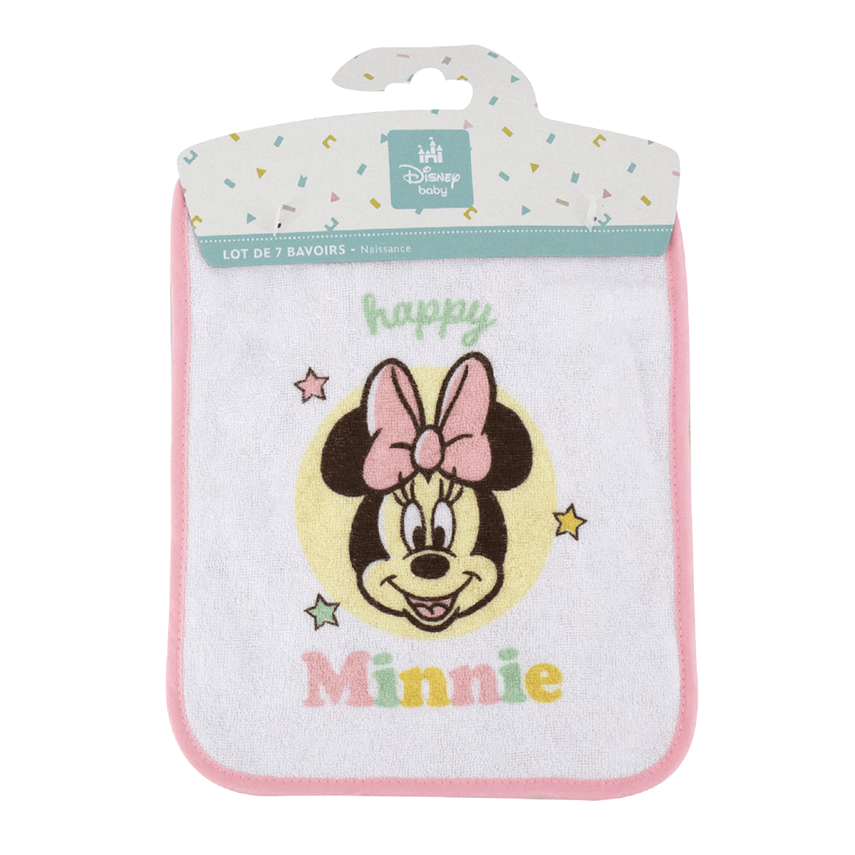 7 Bavoirs bébé Naissance 20x25 cm en éponge Happy Minnie
