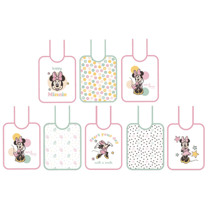 7 Bavoirs bébé Naissance 20x25 cm en éponge Happy Minnie