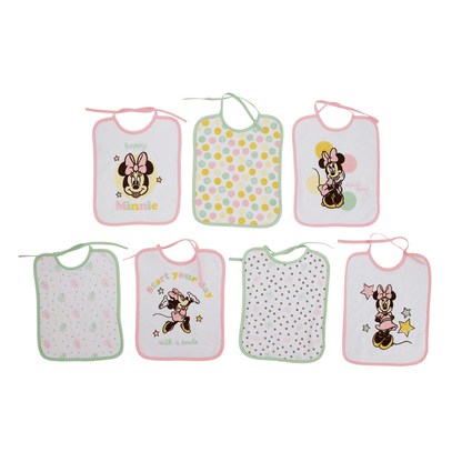 7 Bavoirs bébé Naissance 20x25 cm en éponge Happy Minnie