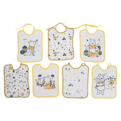 7 Bavoirs bébé Naissance 20x25 cm en éponge Winnie Hunny Time