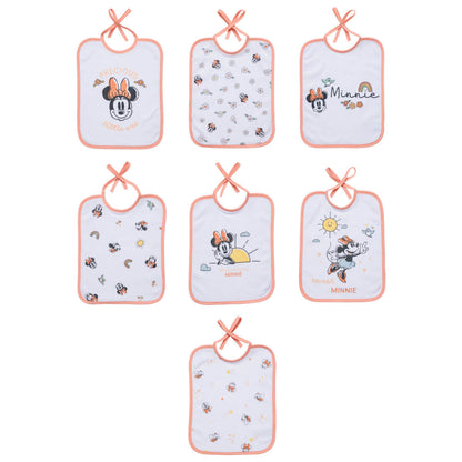 Lots de 7 bavoirs bébé Naissance 20x25 cm en Coton Minnie Good Morning