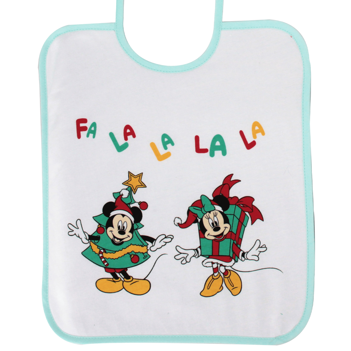 2 bavoirs bébé 6 mois Noël Mickey&Minnie Jingle All The Way - Bavoir en éponge à lacets 28x38 cm