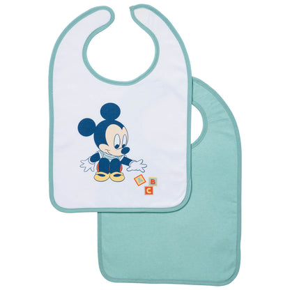 Bavoir bébé 6 mois 25x36 cm en Coton Mickey Good Morning