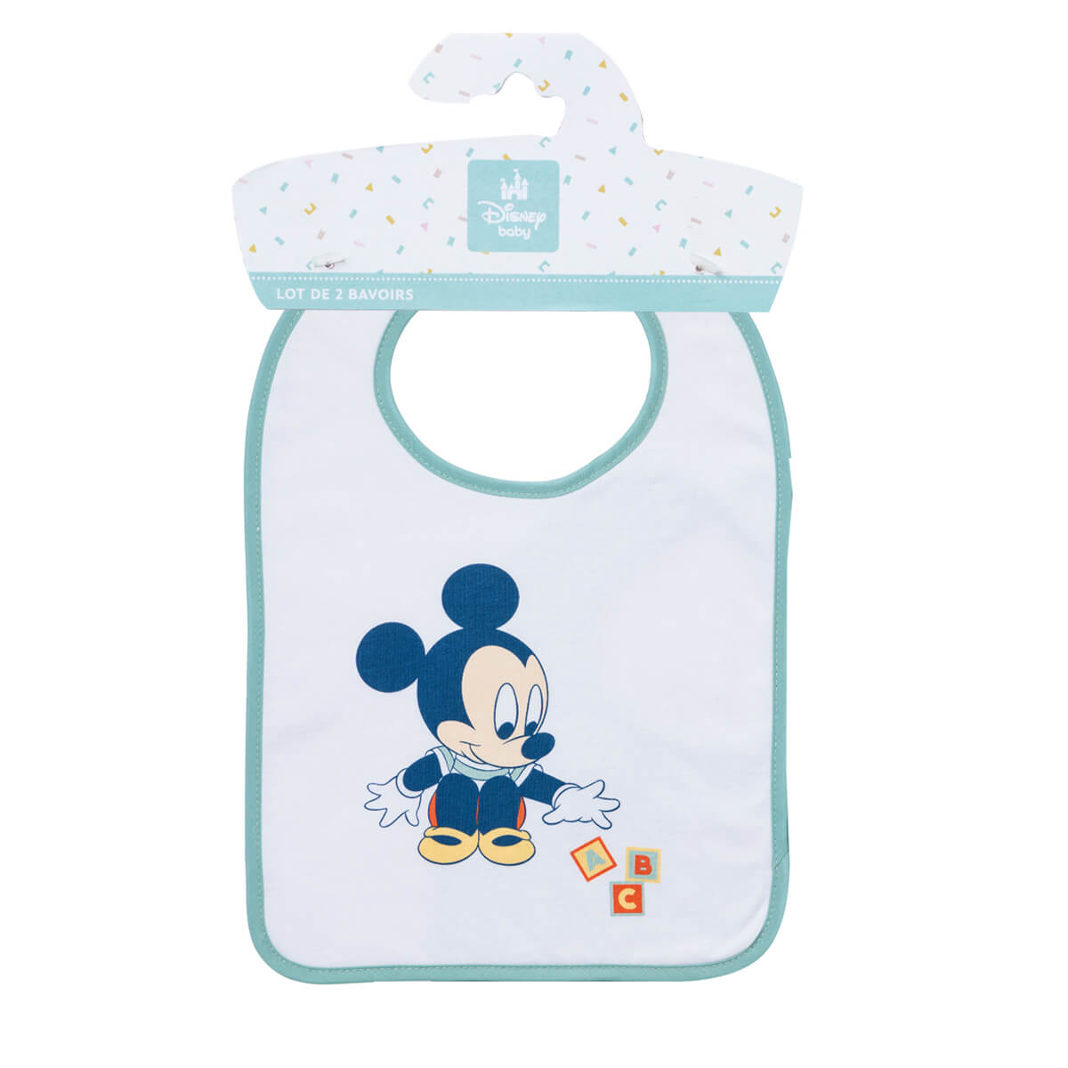 Bavoir bébé 6 mois 25x36 cm en Coton Mickey Good Morning