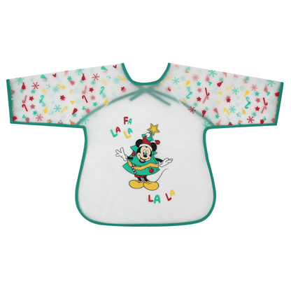 Bavoir manches longues 12 mois Noël Mickey Jingle All The Way - Bavoir tablier 37x42 cm