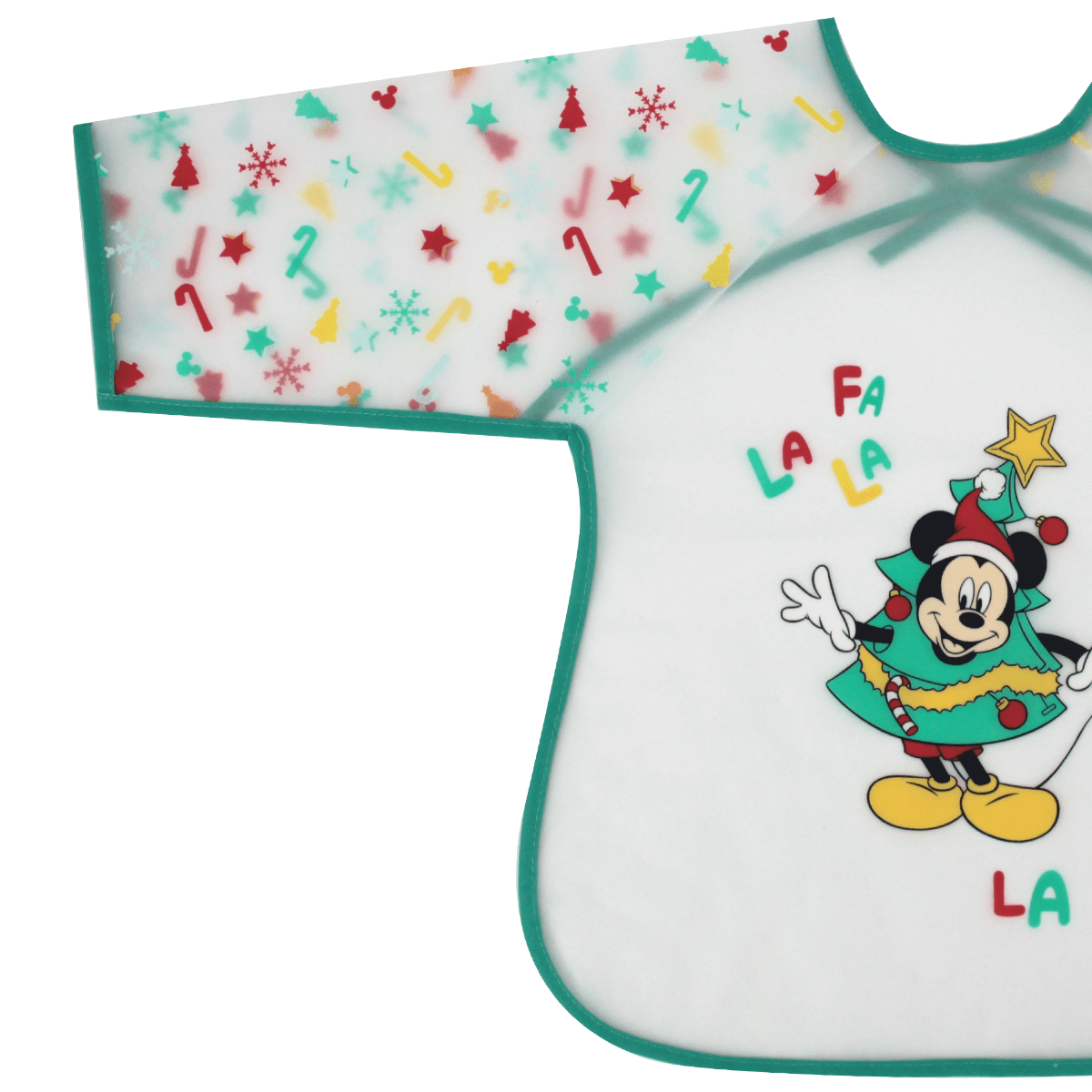 Bavoir manches longues 12 mois Noël Mickey Jingle All The Way - Bavoir tablier 37x42 cm