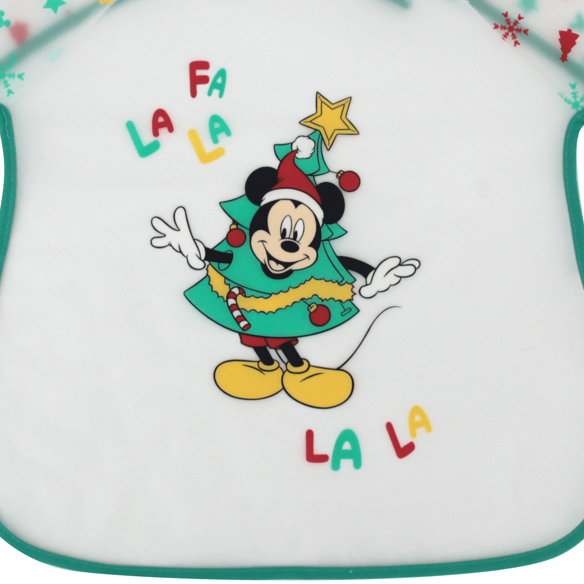 Bavoir manches longues 12 mois Noël Mickey Jingle All The Way - Bavoir tablier 37x42 cm