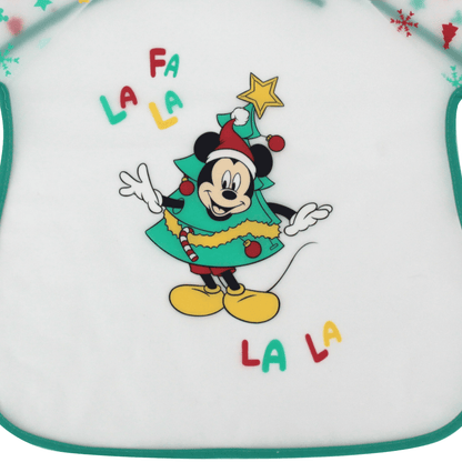 Bavoir manches longues 12 mois Noël Mickey Jingle All The Way - Bavoir tablier 37x42 cm