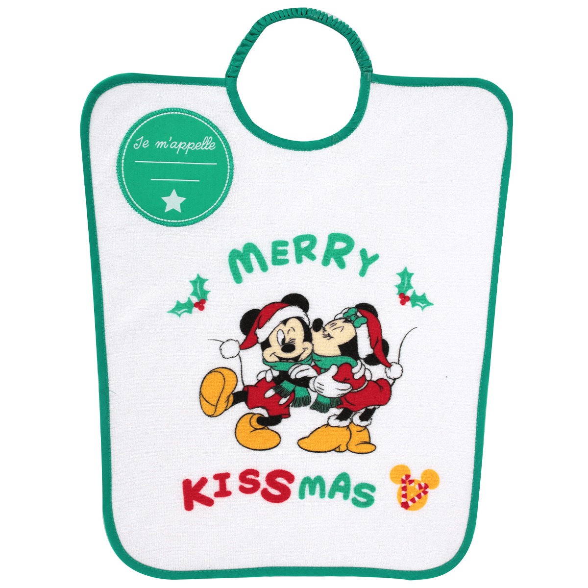 Bavoir maternelle 24 mois Noël Mickey&Minnie Jingle All The Ways - Bavoir élastique à personnaliser 35x38 cm