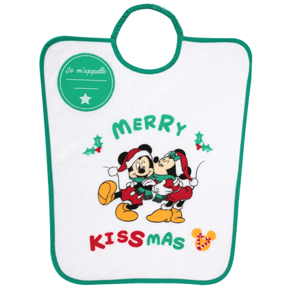 Bavoir maternelle 24 mois Noël Mickey&Minnie Jingle All The Ways - Bavoir élastique à personnaliser 35x38 cm