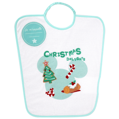 Bavoir maternelle 24 mois Noël Mickey&Minnie Jingle All The Ways - Bavoir élastique à personnaliser 35x38 cm