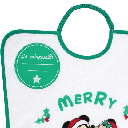 Bavoir maternelle 24 mois Noël Mickey&Minnie Jingle All The Ways - Bavoir élastique à personnaliser 35x38 cm
