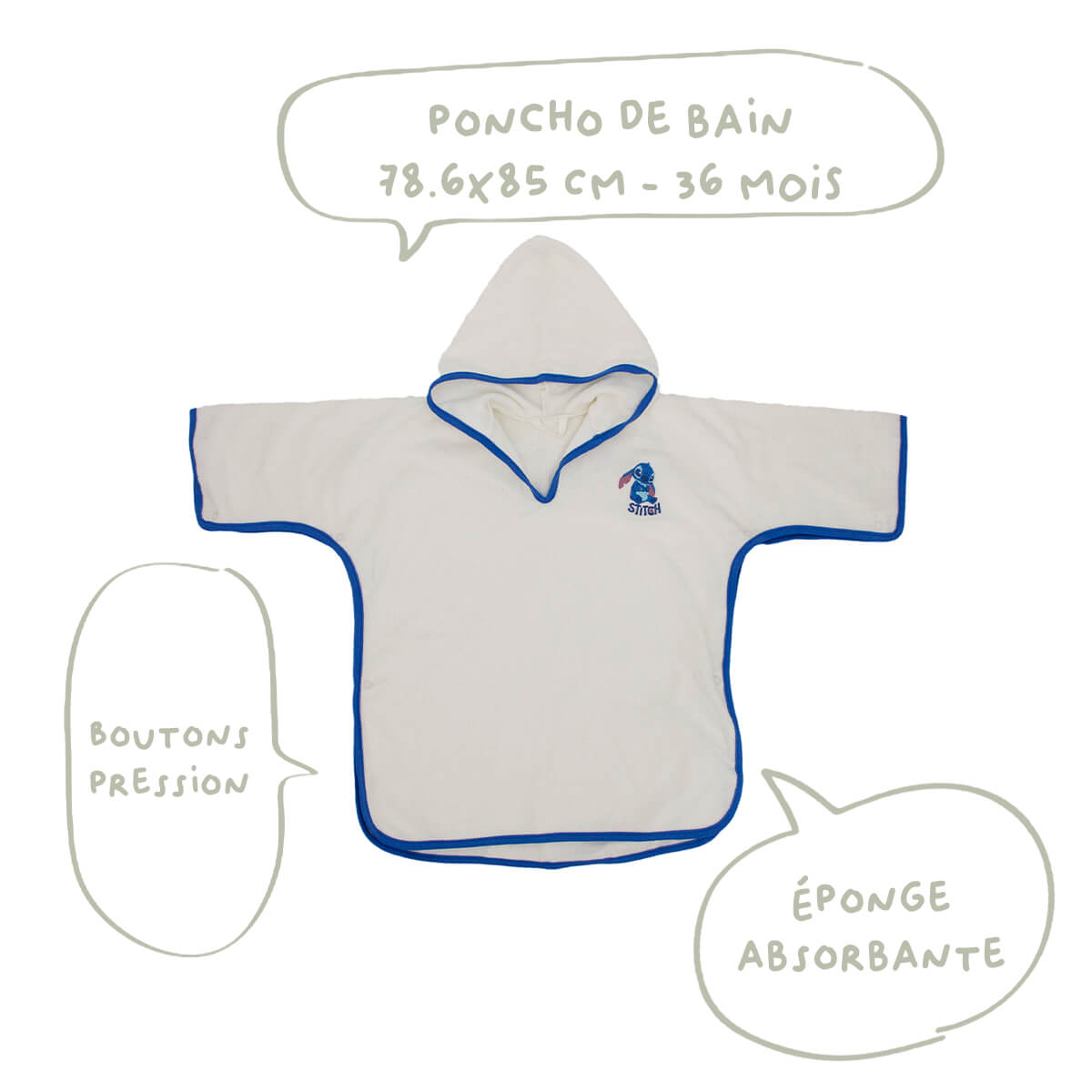 Poncho de bain bébé Stitch - Poncho de plage bébé 36 mois