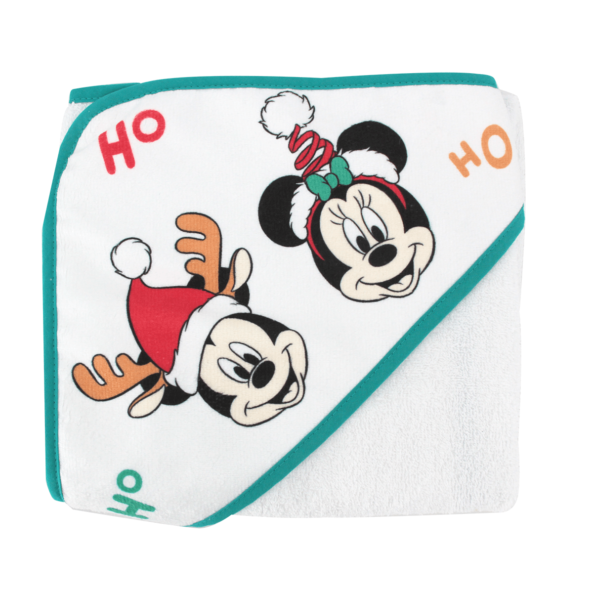 Cape de bain 80x80 cm velours Noël - Mickey&Minnie Jingle All The Way