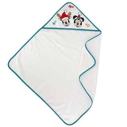 Cape de bain 80x80 cm velours Noël - Mickey&Minnie Jingle All The Way