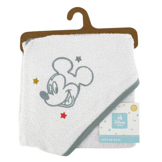 Cape de bain bébé Happy Mickey - Sortie de bain bébé 70x70 cm