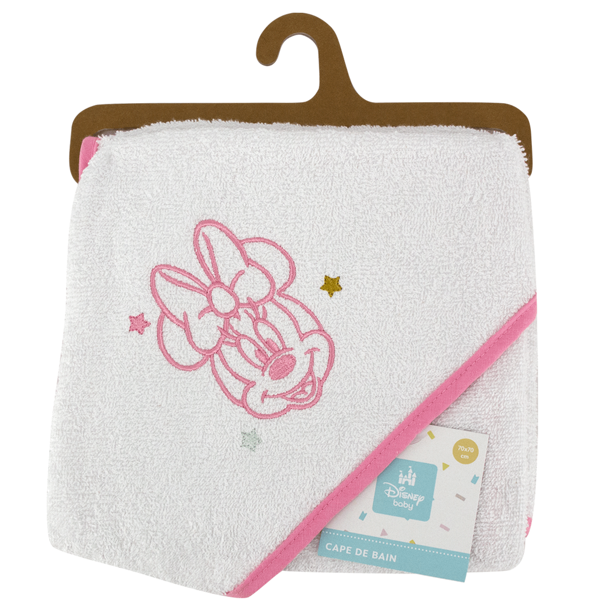 Cape de bain bébé Happy Minnie - Sortie de bain bébé 70x70 cm