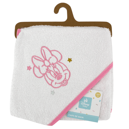 Cape de bain bébé Happy Minnie - Sortie de bain bébé 70x70 cm