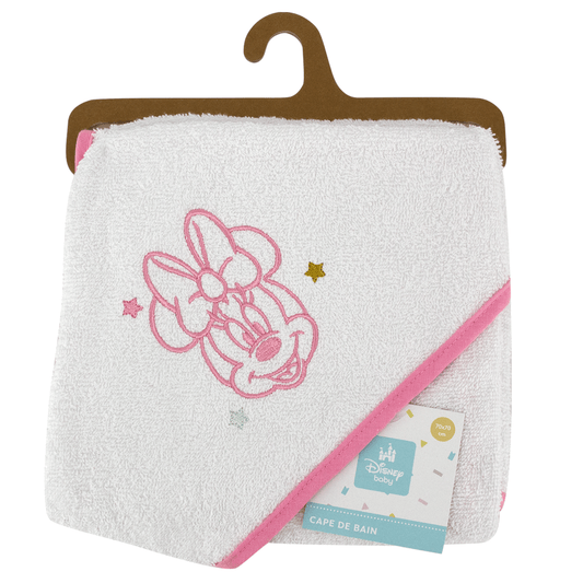 Cape de bain bébé Happy Minnie - Sortie de bain bébé 70x70 cm