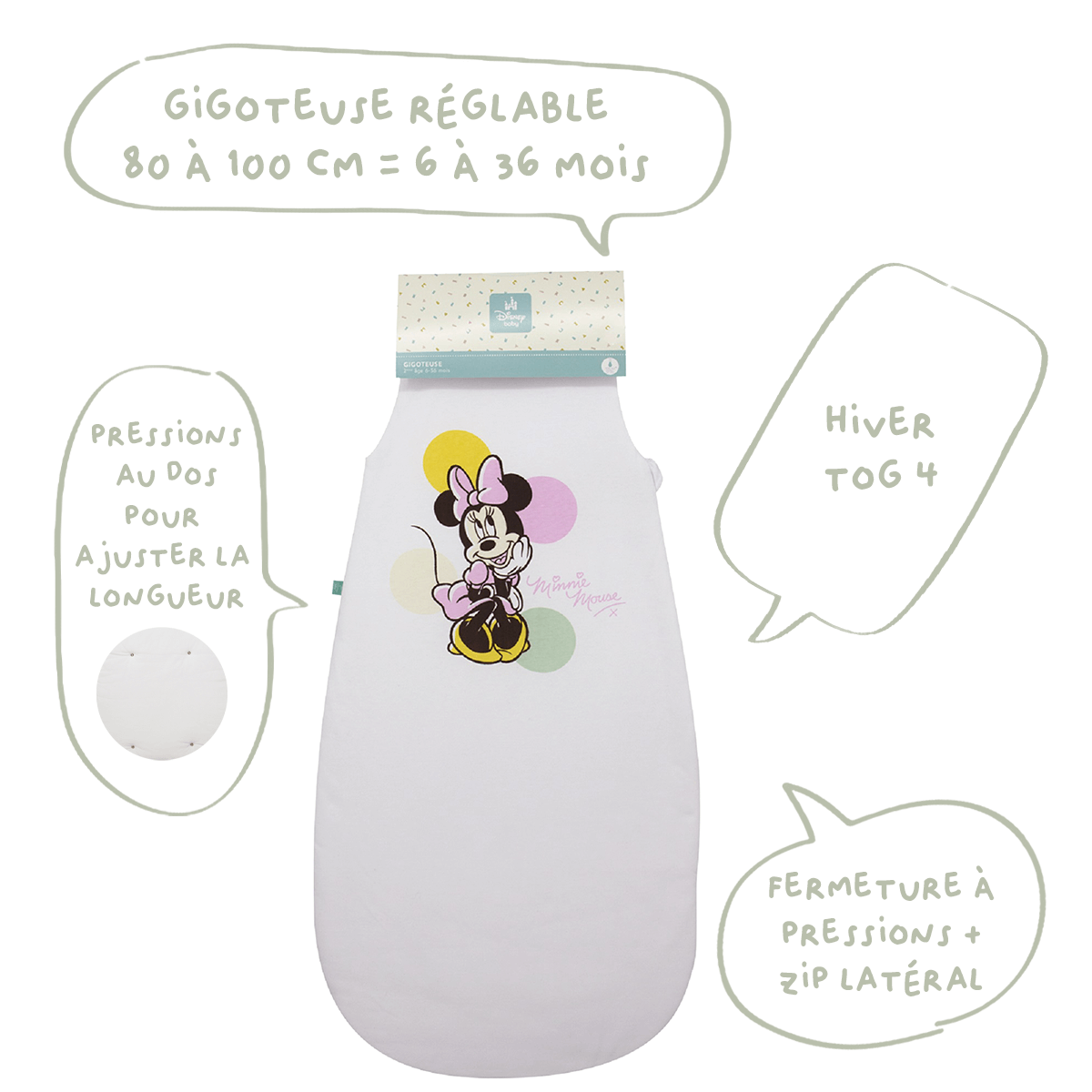 Gigoteuse 6-36 mois hiver 100 cm - Gigoteuse TOG 4 - Happy Minnie