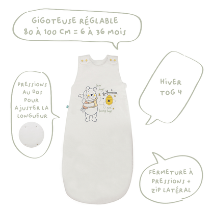 Gigoteuse 6-36 mois hiver 100 cm - Gigoteuse TOG 3.5 en coton - Winnie Hunny Time
