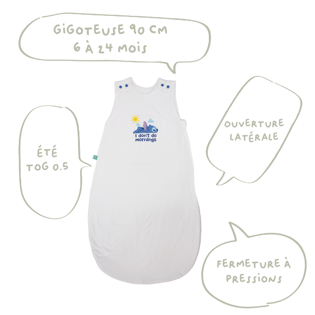 Gigoteuse été 6-24 mois 90 cm en Coton - Gigoteuse TOG 0.5 - Stitch
