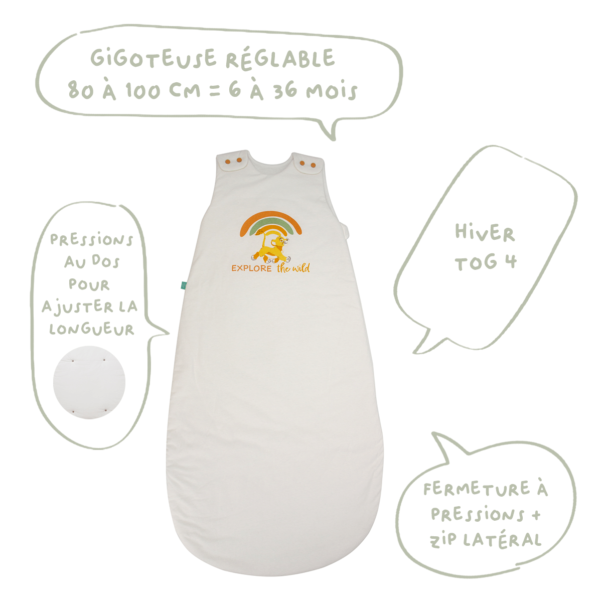 Gigoteuse 6-36 mois hiver 100 cm - Roi Lion Savannah