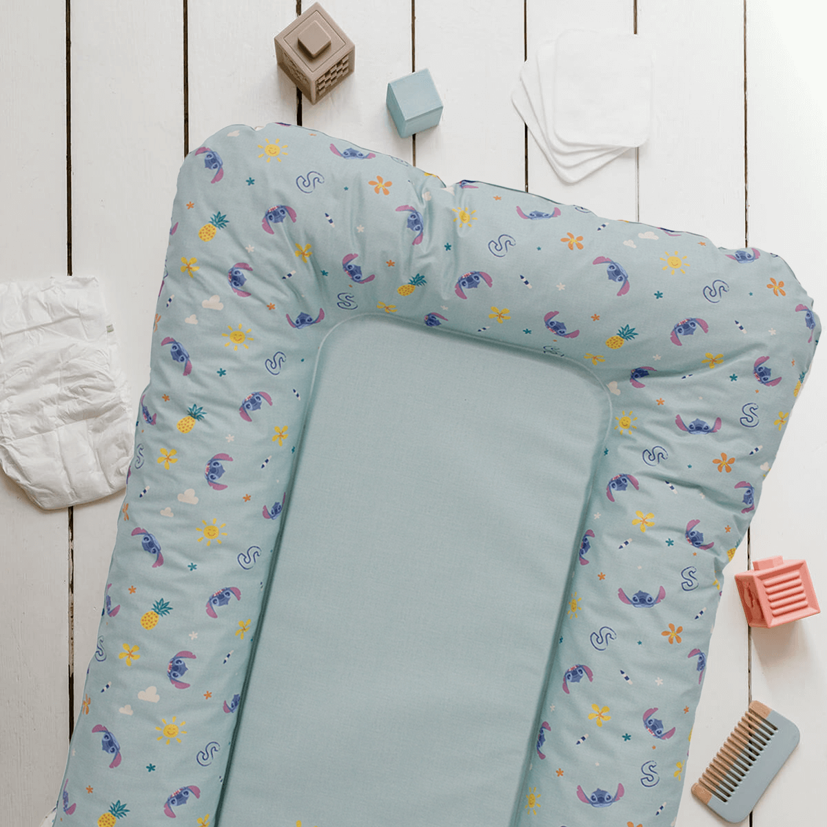 Matelas à langer bébé Flocons Stitch Bleu - Matelas à langer pour bébé 50x70 cm
