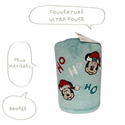 Couverture bébé Naissance 75x100 cm bi-matière Noël Mickey&Minnie Jingle All The Ways