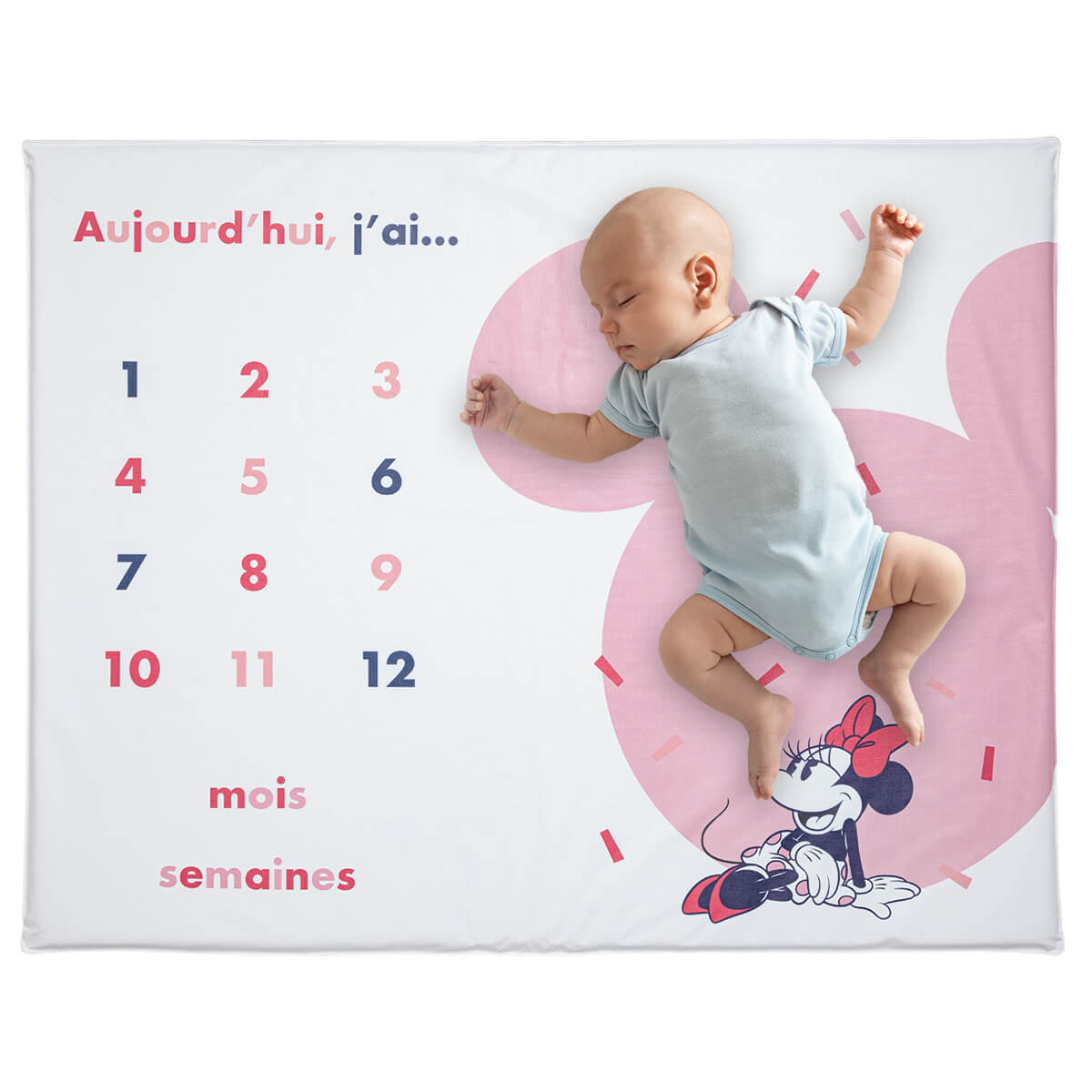 Tapis de jeu en PVC 72x92 cm avec étapes bébé - Minnie Confettis
