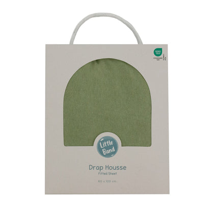 Drap-housse 60x120 cm en Coton Vert Mousse - BB Malin